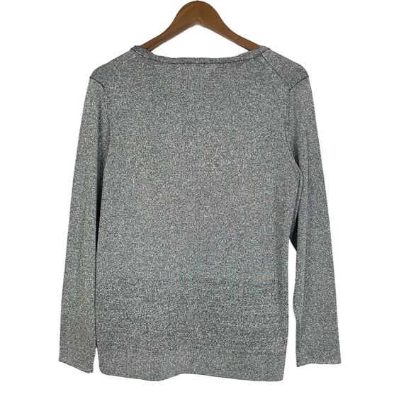 Cheryl Nash Windridge | NWT Silver Metallic Long Sleeve Top - Picture 2 of 8
